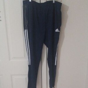 Adidas Blue and White Mens Track Pants with Signature Stripes